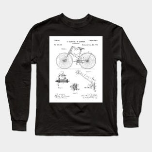 Cycling Patent - Bicycle Art - Black And White Long Sleeve T-Shirt